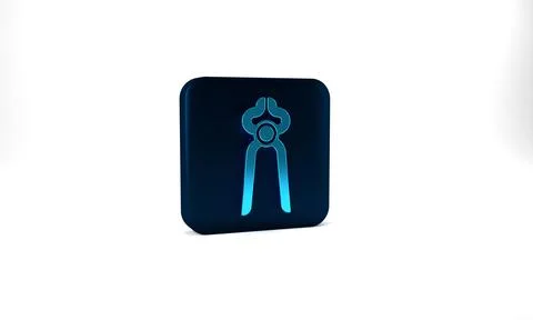 Blue Blacksmith pliers tool icon isolated on grey background. Blue square button Stock Illustration