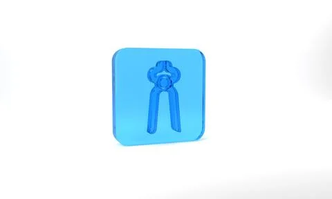 Blue Blacksmith pliers tool icon isolated on grey background. Glass square Illustrazione stock