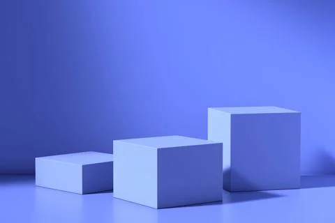 Blue blank empty podiums or platforms for product presentation and exposition Stock Illustration