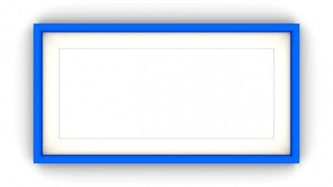 Blue blank frame on white background. 3d rendering Stock Illustration