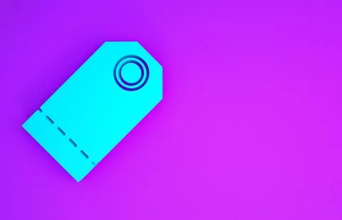Blue Blank label template price tag icon isolated on purple background. Empty Stock Illustration