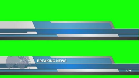 Blue blank Lower Third for Breaking News broadcast on green background. Can be Stock Illustration