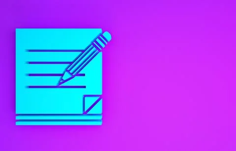 Blue Blank notebook and pencil with eraser icon isolated on purple background 스톡 일러스트