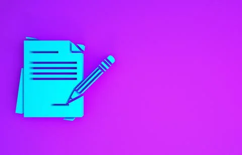Blue Blank notebook and pencil with eraser icon isolated on purple background 스톡 일러스트