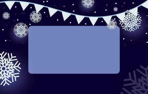 Blue blank square label decorated with snowflakes. Stock-Illustration