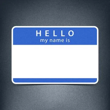 Blue blank tag sticker HELLO my name is イラスト素材