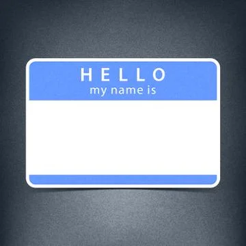 Blue blank tag sticker HELLO my name is イラスト素材