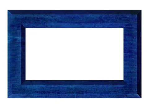 Blue blank wall hanging rectangular wooden picture and photo frame Stock Photos