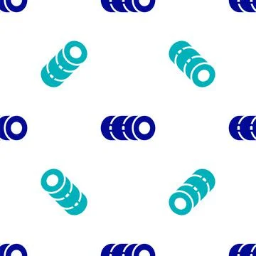 Blue Blanket roll icon isolated seamless pattern on white background. Camping Stock Illustration
