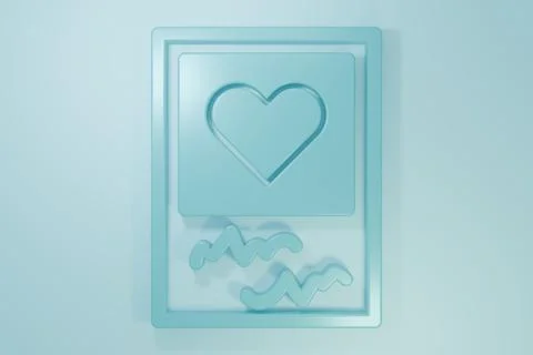 Blue Blanks photo frames and hearts icon isolated on blue background. Valen.. Illustrazione stock