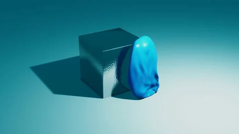Blue blob falling on metal Stock Footage 218056474