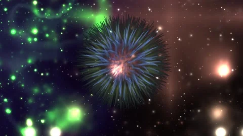 A blue blob is in the middle of a starry sky Stock Footage 270357954