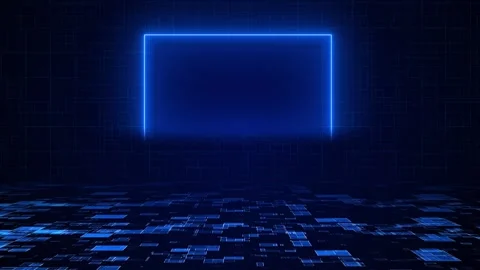 Blue block circles motion abstract Futuristic metaverse hi-tech user interface Video stock 312181843