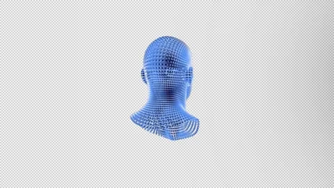 Blue block particles forming human head, illustrating Artificial Intelligence, A Stock Footage 336560512