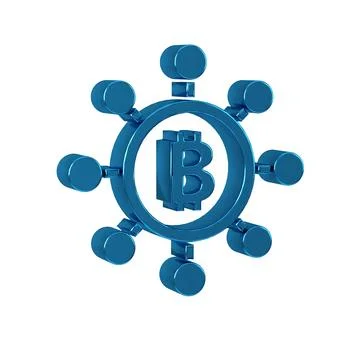 Blue Blockchain technology Bitcoin icon isolated on transparent background... Stockillustratie
