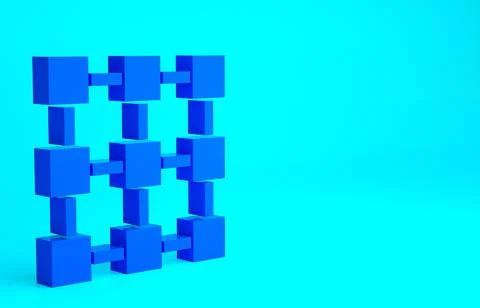 Blue Blockchain technology icon isolated on blue background. Cryptocurrency d Stock Illustration