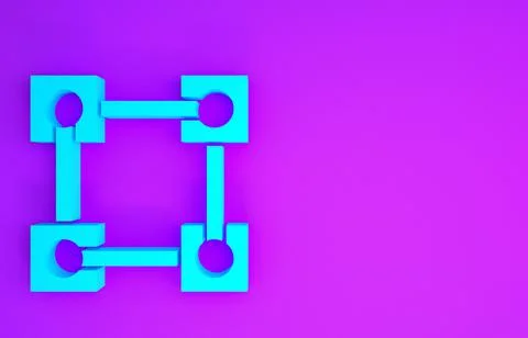 Blue Blockchain technology icon isolated on purple background. Cryptocurrency イラスト素材