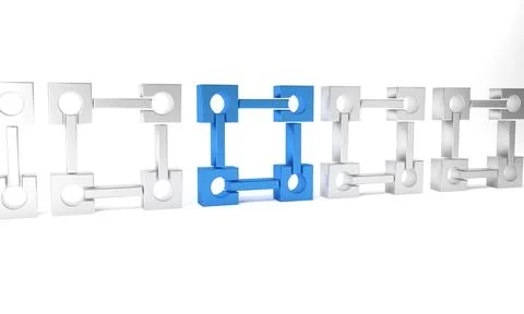 Blue Blockchain technology icon isolated on white background. Cryptocurrency  Stock Illustration
