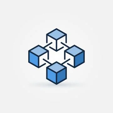 Blue blockchain technology vector icon Stock Illustration