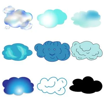 Blue, blue, black, transparent clouds in the sky isolated vector Stock Illustration