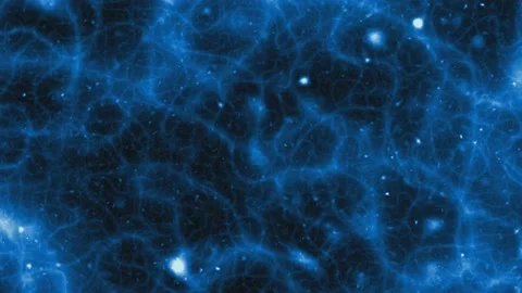 Blue Blurred Waving Backdrop Animated of Particle and Line. Beautiful Universe Stock Footage 155967656