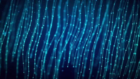 Blue Blurry Focus Slanted Wavy Dotted Lines Of Thread Curtain Lines Hanging Video stock 202841397