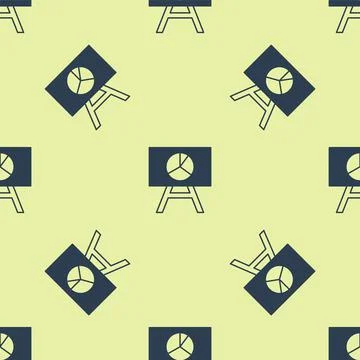 Blue Board with graph chart icon isolated seamless pattern on yellow background Illustrazione stock