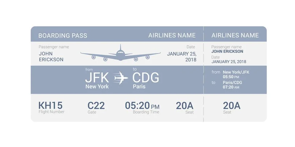 Blue boarding pass Stock Illustration