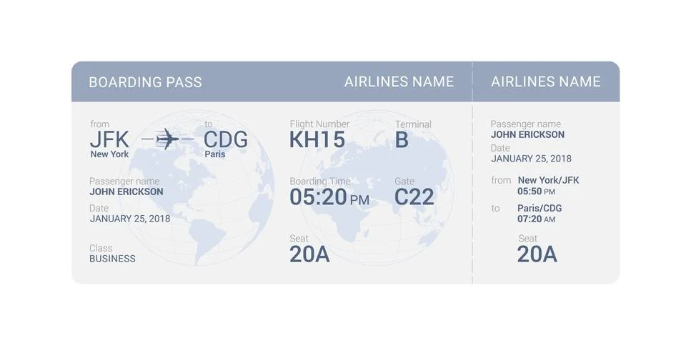 Blue boarding pass Stock Illustration