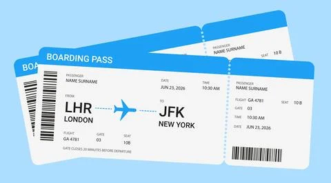 Blue Boarding Pass Template Illustrazione stock