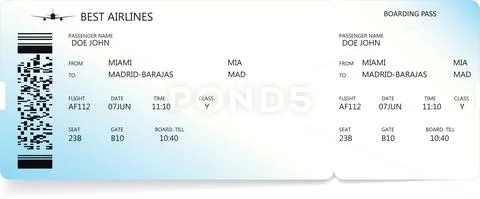 Blue boarding pass ticket. Travel concept Stock Illustration