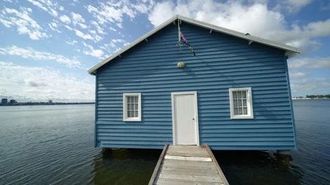 The Blue Boat House in Perth Stock Footage 276974266