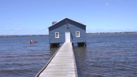 Blue Boat House in Perth Western Austalia  Stock Footage 219595530