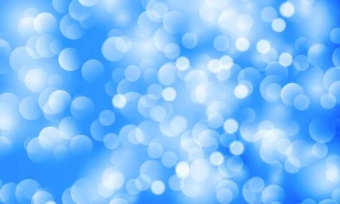 Blue bokeh abstract background with soft blurry circles. shiny blur art. Stock Illustration