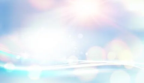 Blue bokeh abstract light background. White bokeh bubbles on the natural Stock Illustration