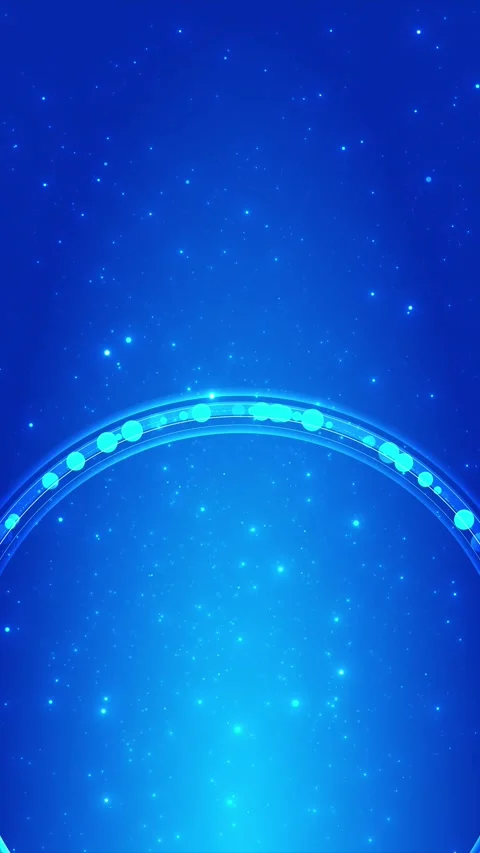 Blue bokeh arc party glowing circular light path, bright sparkles, and soft cele Stock Footage 340479539