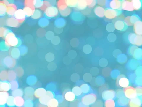 Blue bokeh light defocused background. Frame of luminous shiny colored confetti Stock Illustration
