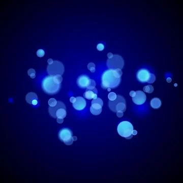 Blue bokeh lights on a dark background Stock Illustration