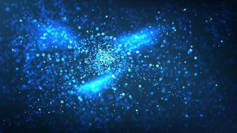 Blue Bokeh Particle Explosion Glow Background Horizontal Ilustração Stock