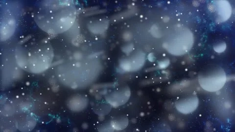 Blue bokeh snowfall background with falling snowflakes with snowflakes against 스톡 동영상 343552320