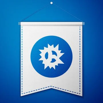 Blue Bomb explosion with shrapnel and fireball icon isolated on blue background 스톡 일러스트