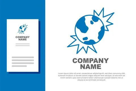 Blue Bomb explosive planet earth war danger icon isolated on white background Stock Illustration