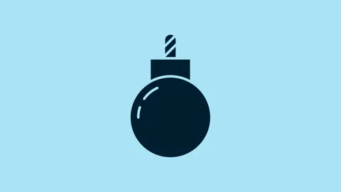 Blue Bomb ready to explode icon isolated on blue background. 4K Video motion Stock Footage 230599123