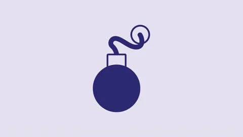 Blue Bomb ready to explode icon isolated on purple background. 4K Video motion 動画素材 232854512
