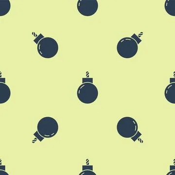 Blue Bomb ready to explode icon isolated seamless pattern on yellow background Stock Illustration