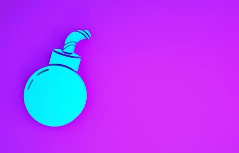 Blue Bomb ready to explode icon isolated on purple background. Happy Hallowee イラスト素材