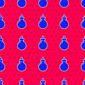 Blue Bomb ready to explode icon isolated seamless pattern on red background Stock Illustration