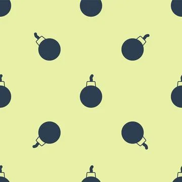 Blue Bomb ready to explode icon isolated seamless pattern on yellow background 库存插图