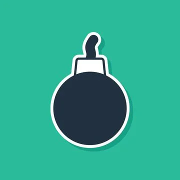 Blue Bomb ready to explode icon isolated on green background. Vector Stock Illustration