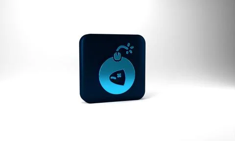 Blue Bomb ready to explode icon isolated on grey background. Blue square button イラスト素材
